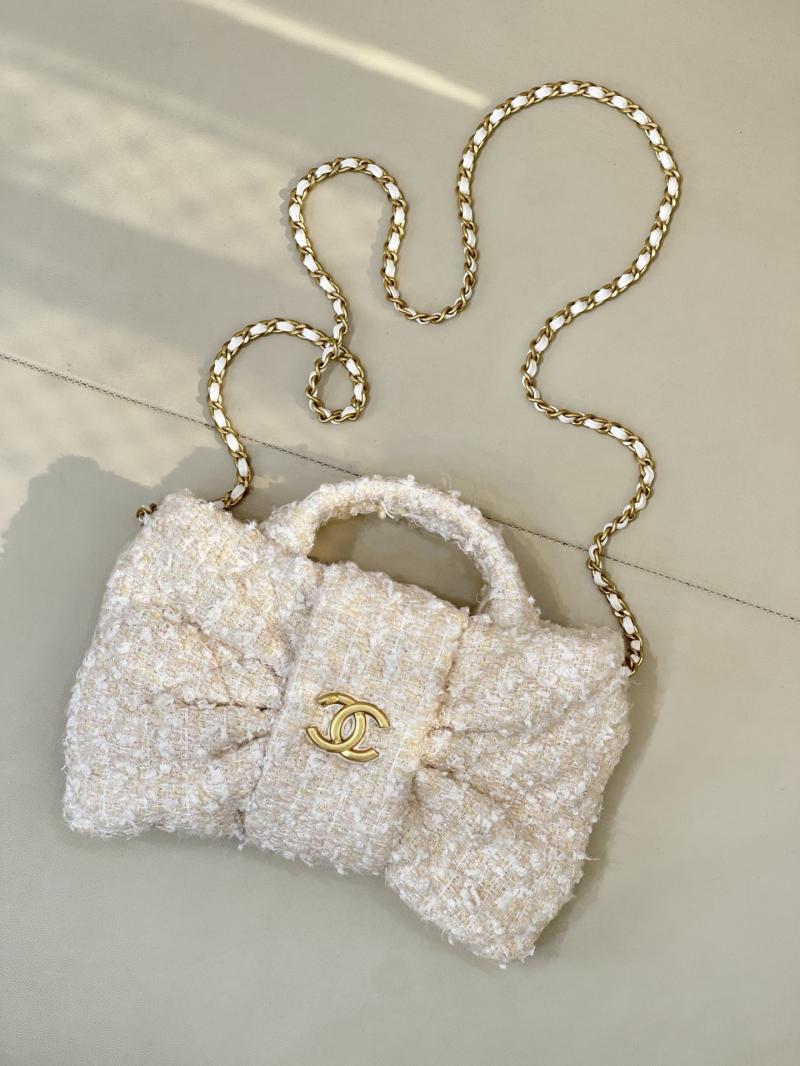 Chanel Mini Tweed Bow Bag Beige AS5849