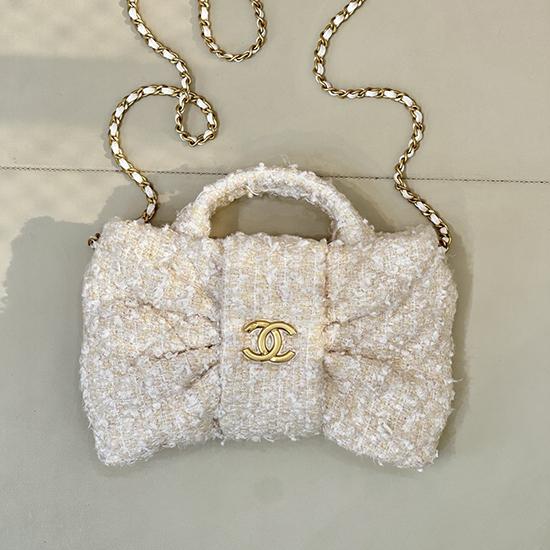 Chanel Mini Tweed Bow Bag Beige AS5849 Chanel Mini Tweed Bow Bag Beige AS5849