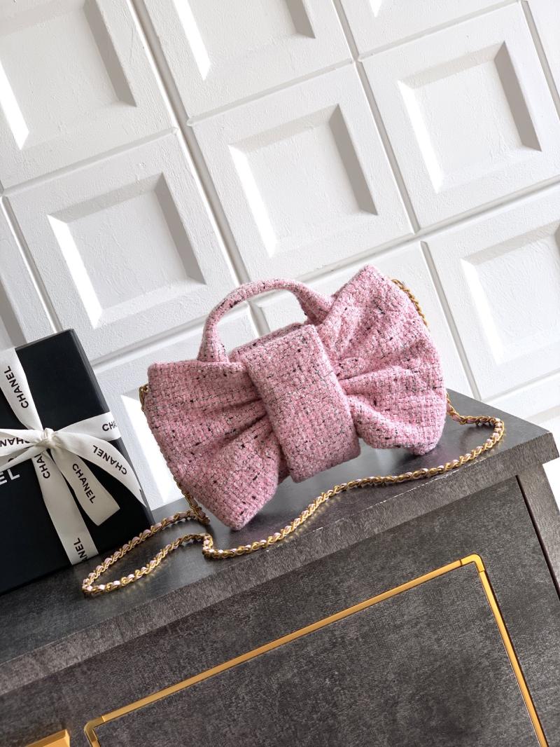 Chanel Mini Tweed Bow Bag Pink AS5849