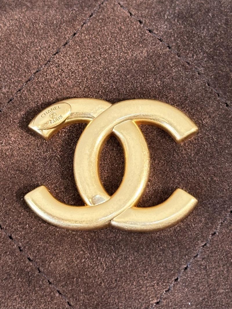 Chanel Suede Hobo Bag Dark Brown AS5970