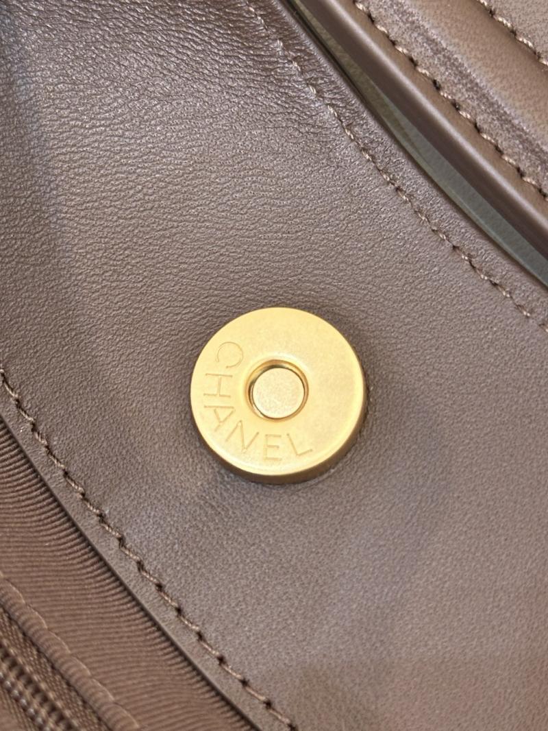 Chanel Suede Hobo Bag Dark Brown AS5970