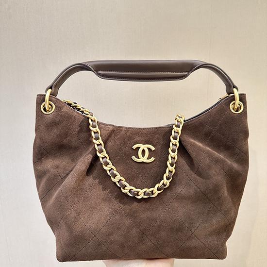 Chanel Suede Hobo Bag Dark Brown AS5970 Chanel Suede Hobo Bag Dark Brown AS5970