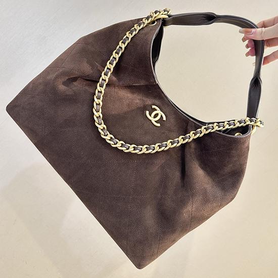 Chanel Suede Large Hobo Bag Dark Brown AS5978 Chanel Suede Large Hobo Bag Dark Brown AS5978