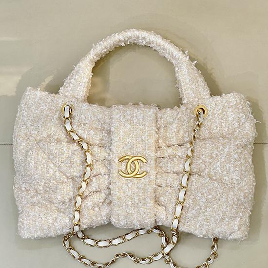 Chanel Tweed Bow bag Beige AS5851 Chanel Tweed Bow bag Beige AS5851
