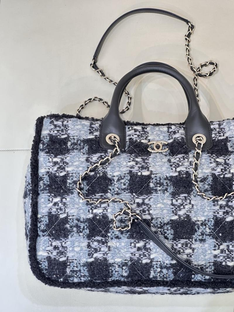 Chanel Tweed Shopping Bag Black AS5689