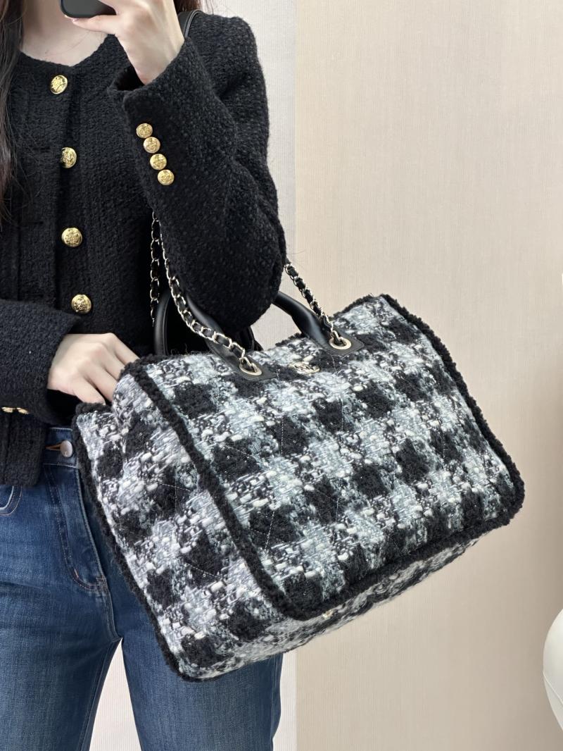 Chanel Tweed Shopping Bag Black AS5689