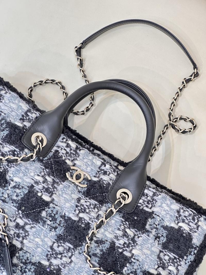 Chanel Tweed Shopping Bag Black AS5689