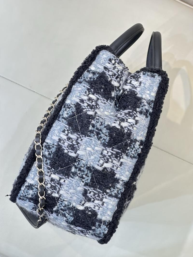 Chanel Tweed Shopping Bag Black AS5689