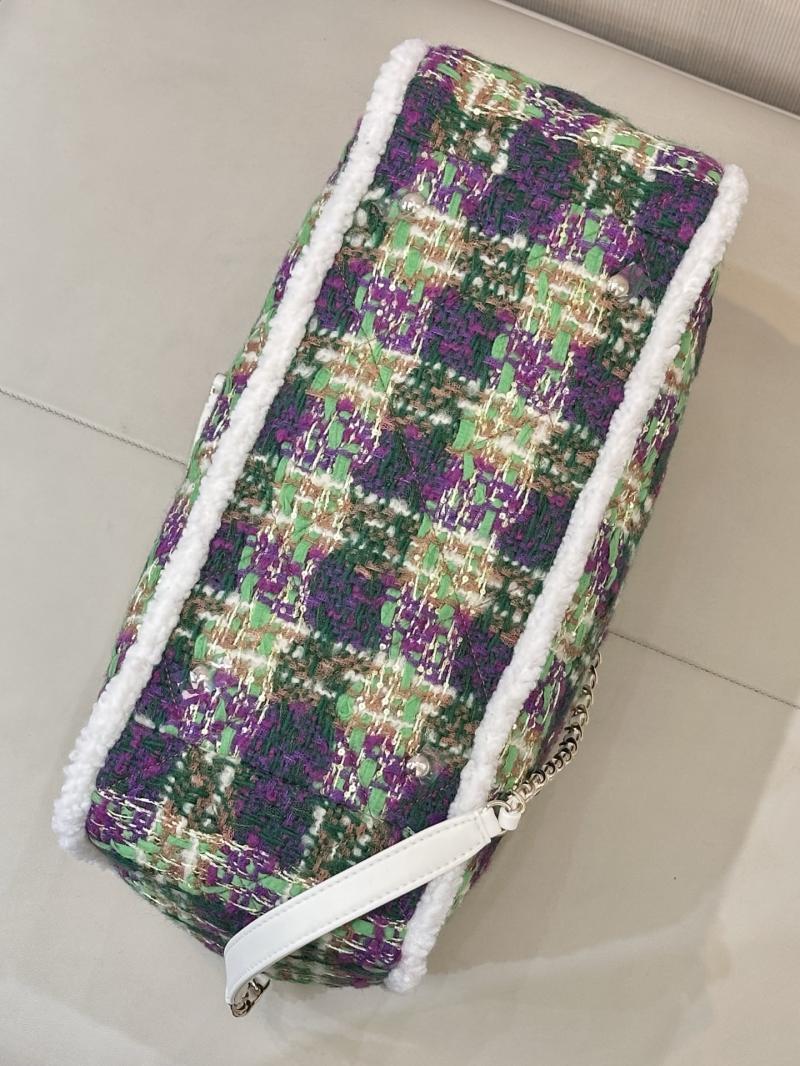Chanel Tweed Shopping Bag Green AS5689