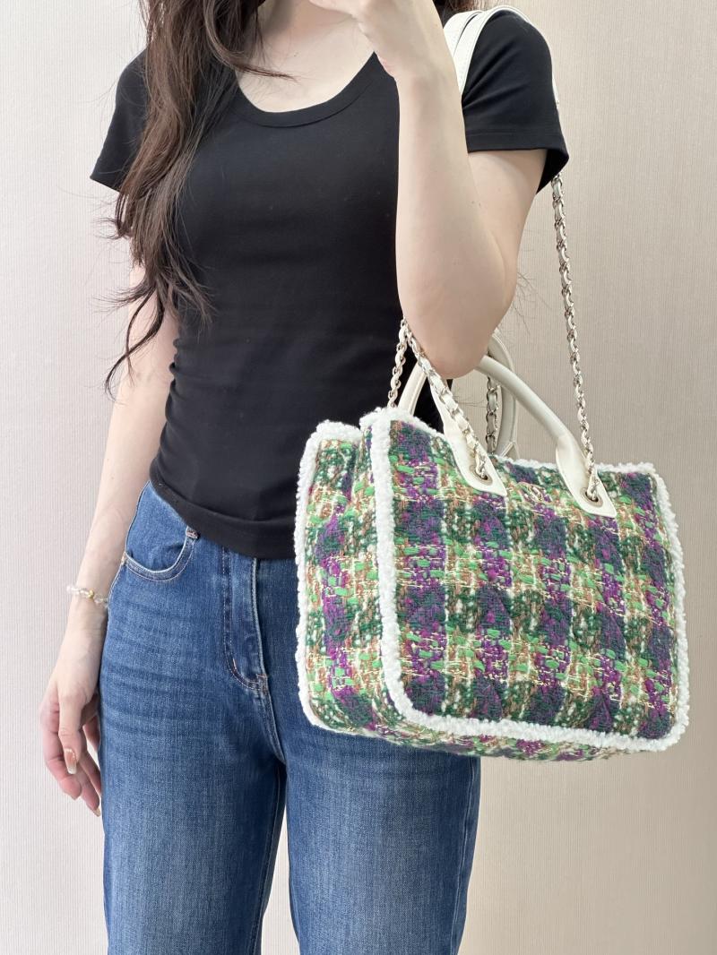 Chanel Tweed Small Tote Green AS5688