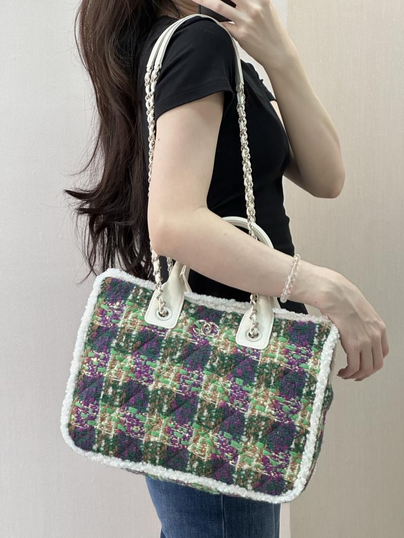 Chanel Tweed Small Tote Green AS5688