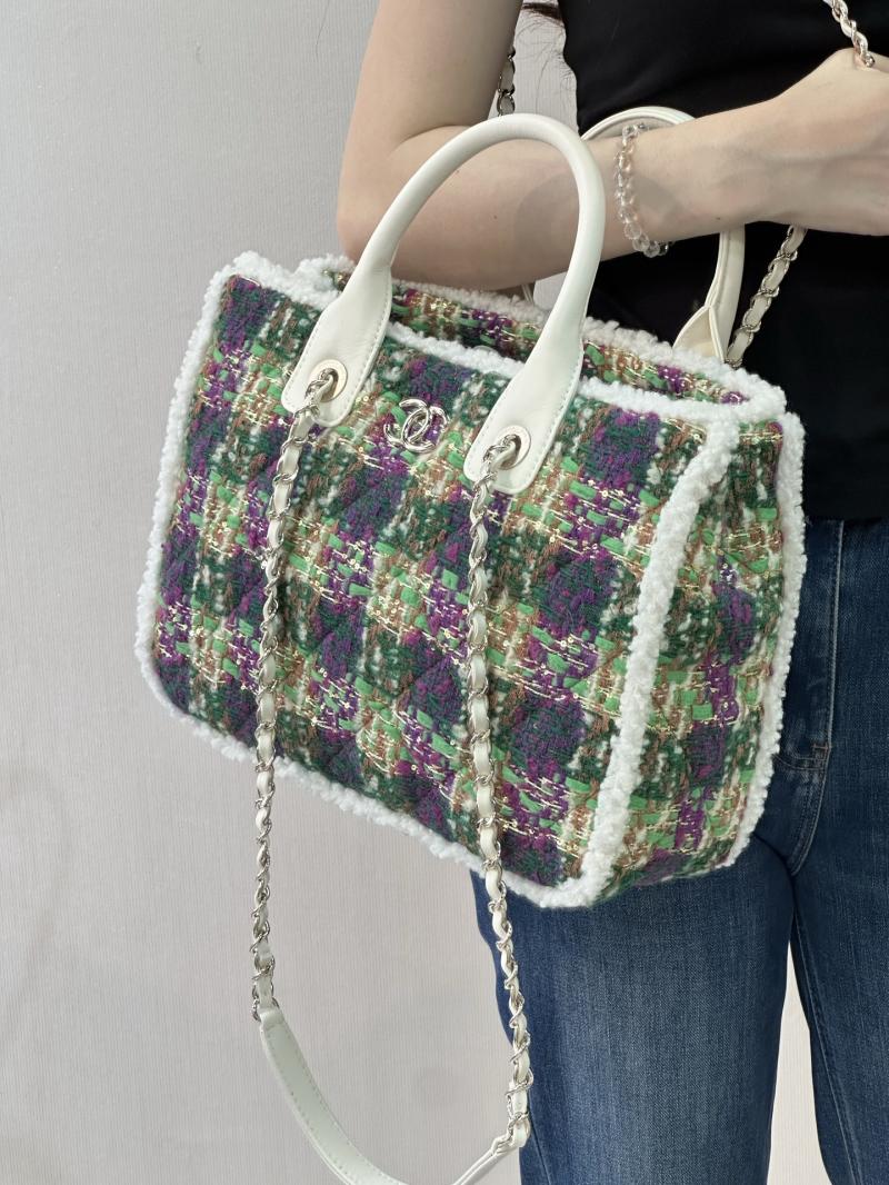 Chanel Tweed Small Tote Green AS5688