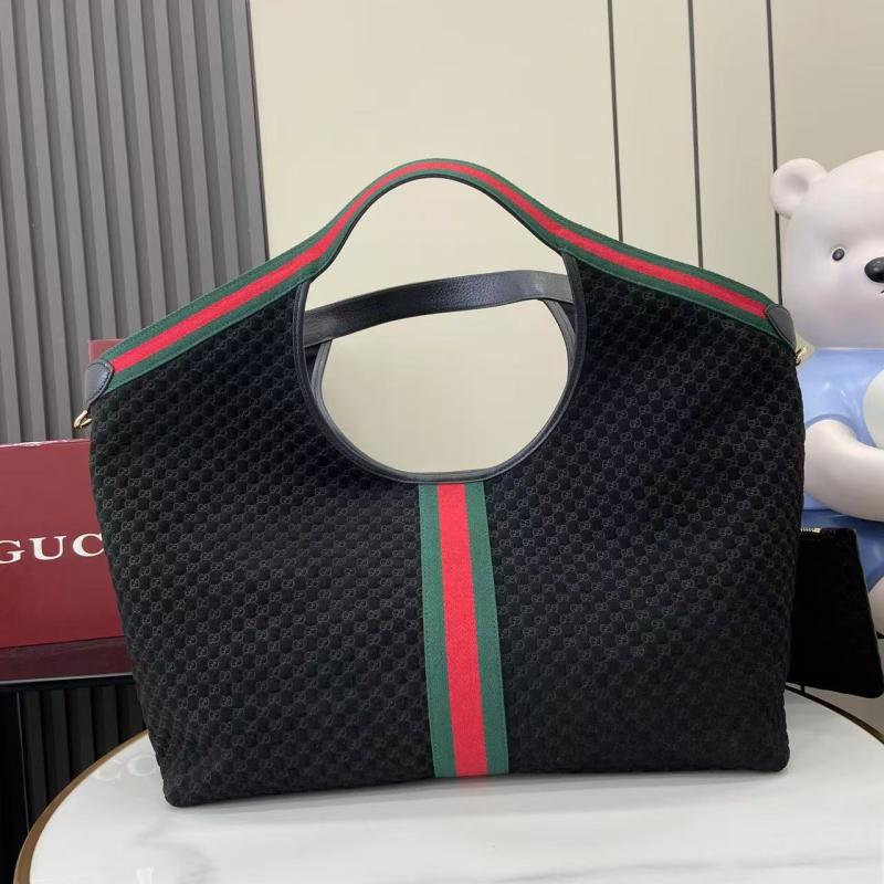 Gucci Suede Giglio Large Tote bag Black 853971