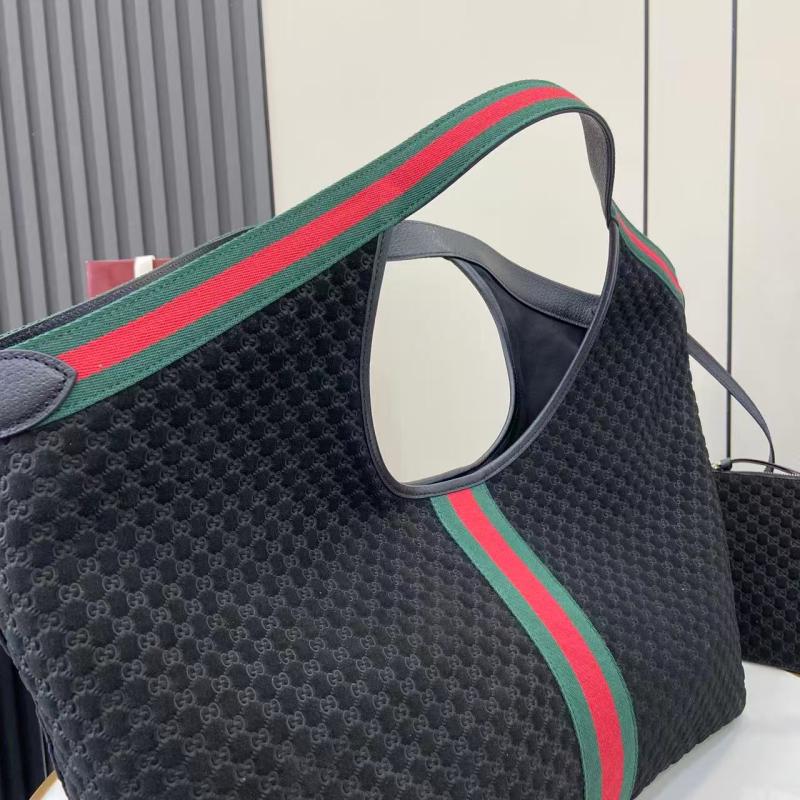 Gucci Suede Giglio Large Tote bag Black 853971