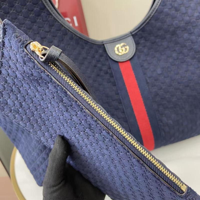 Gucci Suede Giglio Large Tote bag Blue 853971