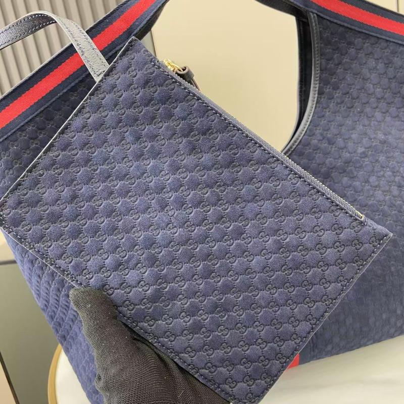Gucci Suede Giglio Large Tote bag Blue 853971