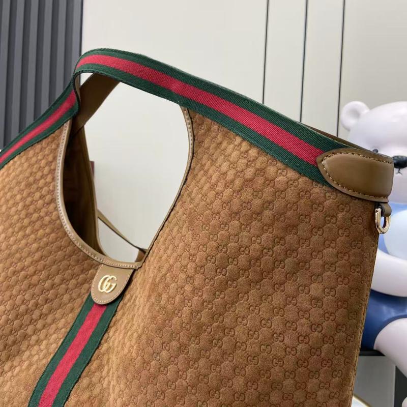Gucci Suede Giglio Large Tote bag Brown 853971