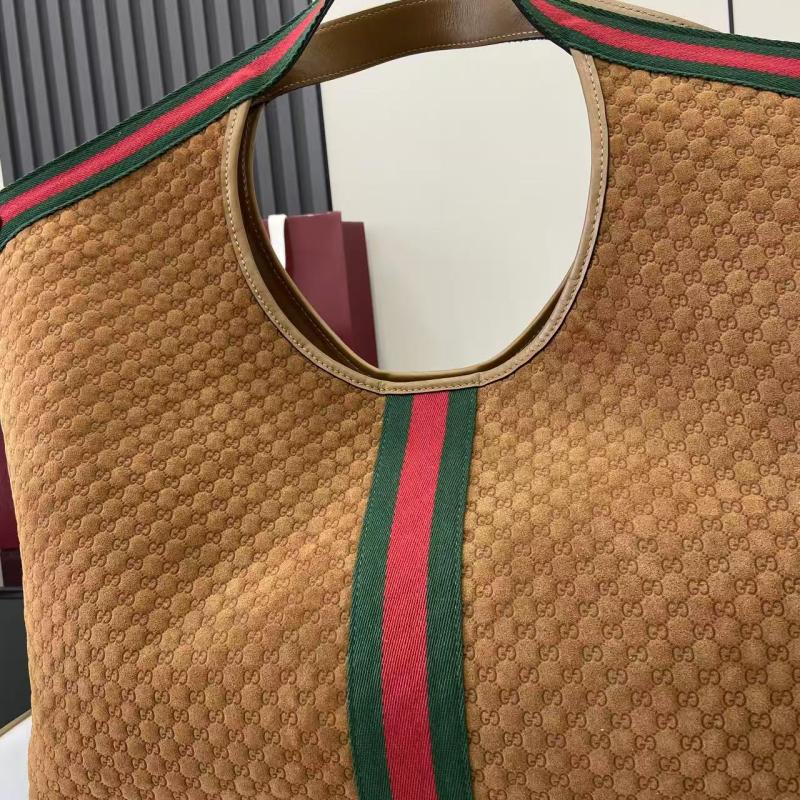 Gucci Suede Giglio Large Tote bag Brown 853971