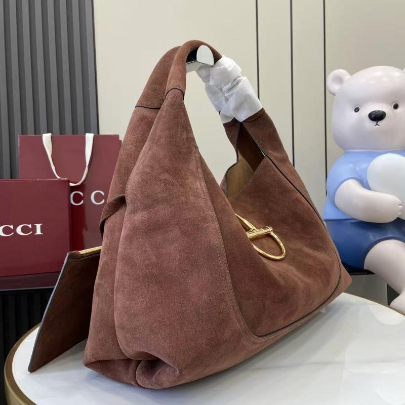 Gucci Suede Softbit maxi shoulder bag Dark Brown ‎837466