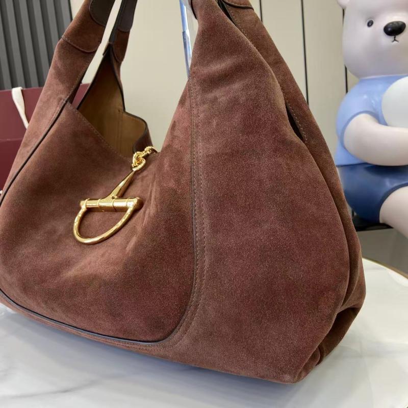 Gucci Suede Softbit maxi shoulder bag Dark Brown ‎837466