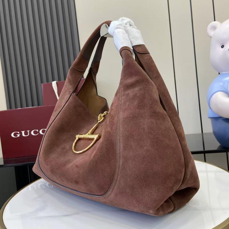 Gucci Suede Softbit maxi shoulder bag Dark Brown ‎837466