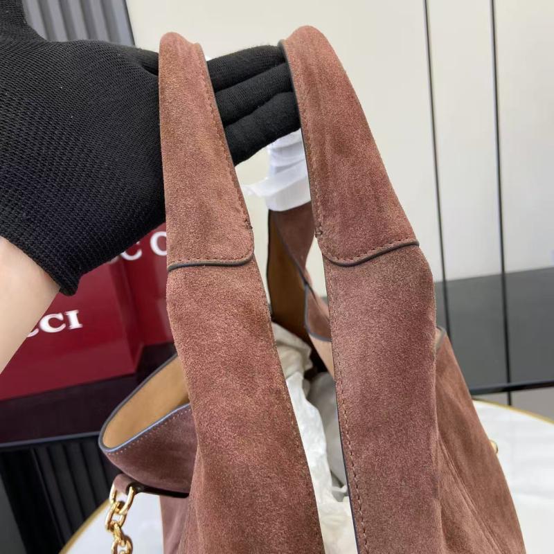 Gucci Suede Softbit maxi shoulder bag Dark Brown ‎837466