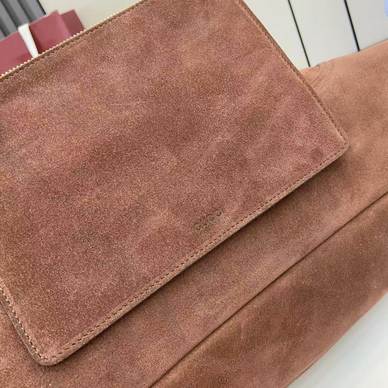 Gucci Suede Softbit maxi shoulder bag Dark Brown ‎837466