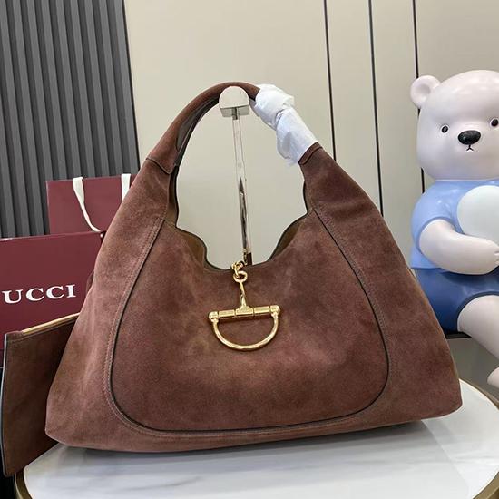 Gucci Suede Softbit maxi shoulder bag Dark Brown ‎837466