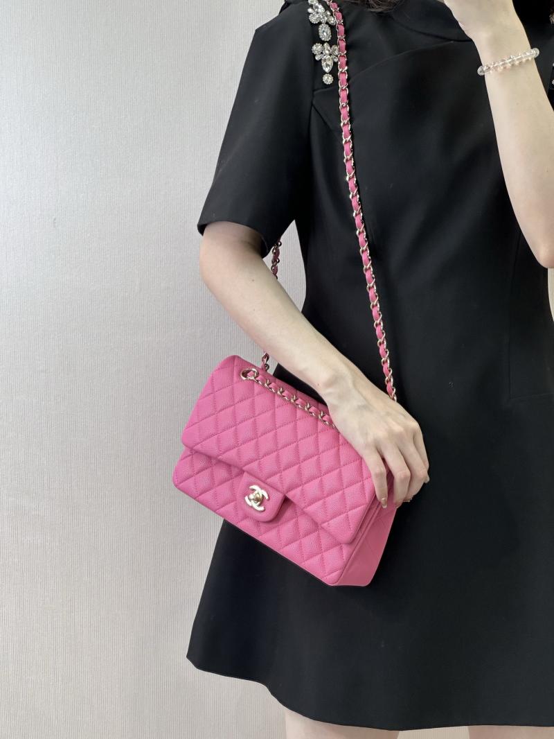 Medium Chanel Grained Calfskin Flap Bag Rose A01112