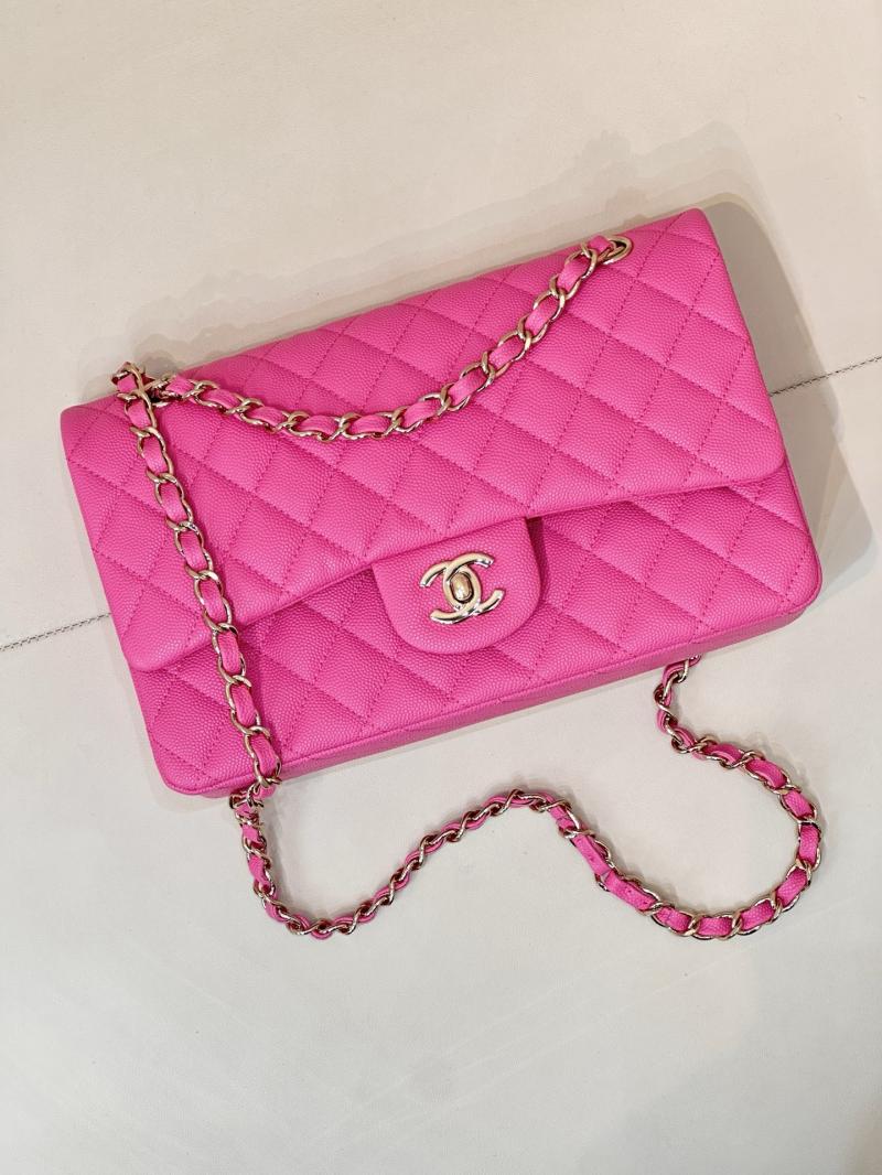 Medium Chanel Grained Calfskin Flap Bag Rose A01112