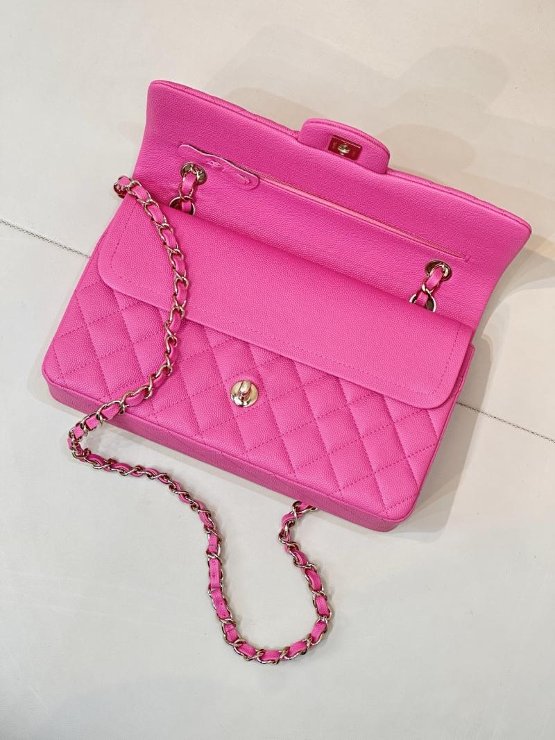 Medium Chanel Grained Calfskin Flap Bag Rose A01112