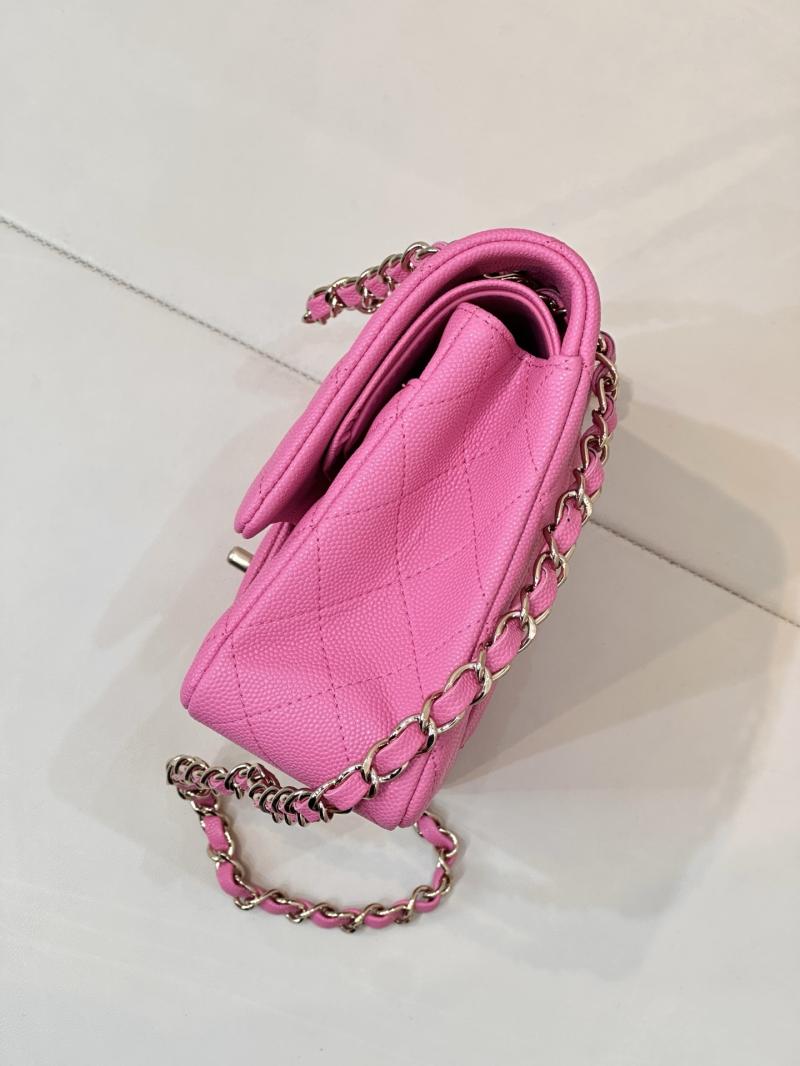 Medium Chanel Grained Calfskin Flap Bag Rose A01112