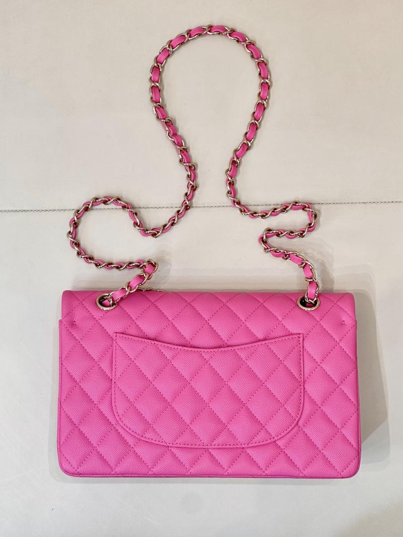 Medium Chanel Grained Calfskin Flap Bag Rose A01112
