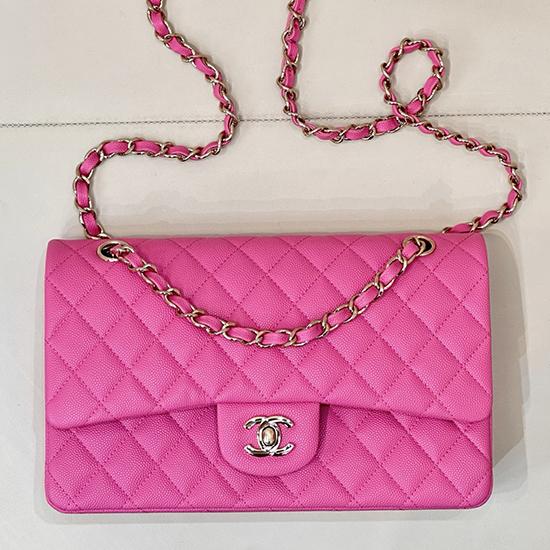 Medium Chanel Grained Calfskin Flap Bag Rose A01112