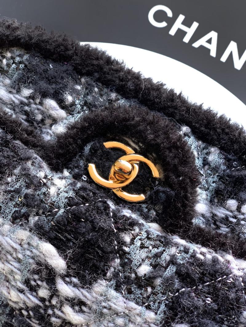 Medium Chanel Tweed Flap Bag A01112 Black