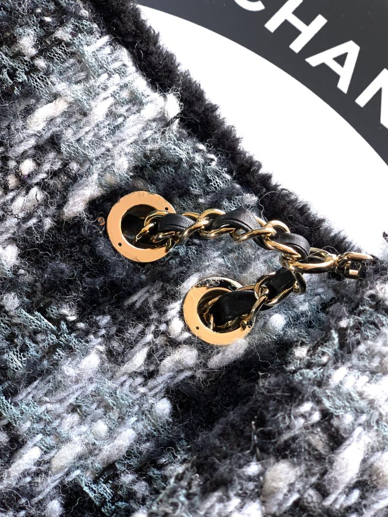 Medium Chanel Tweed Flap Bag A01112 Black