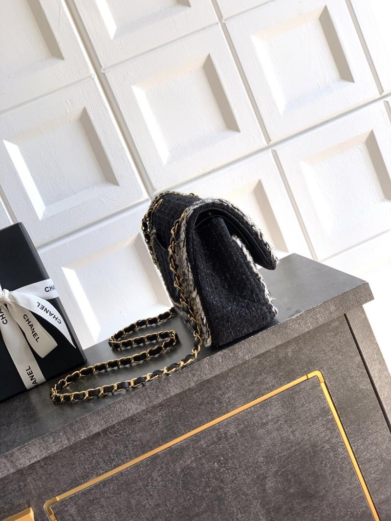 Medium Chanel Tweed Flap Bag Black A01112