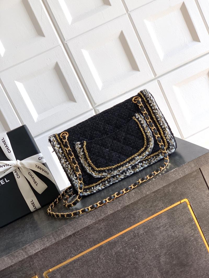 Medium Chanel Tweed Flap Bag Black A01112