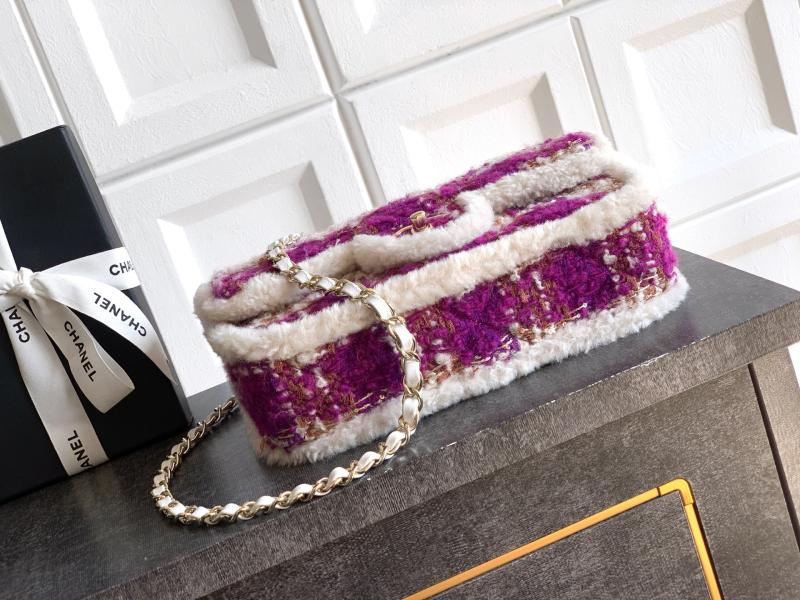 Medium Chanel Tweed Flap Bag Pink A01112