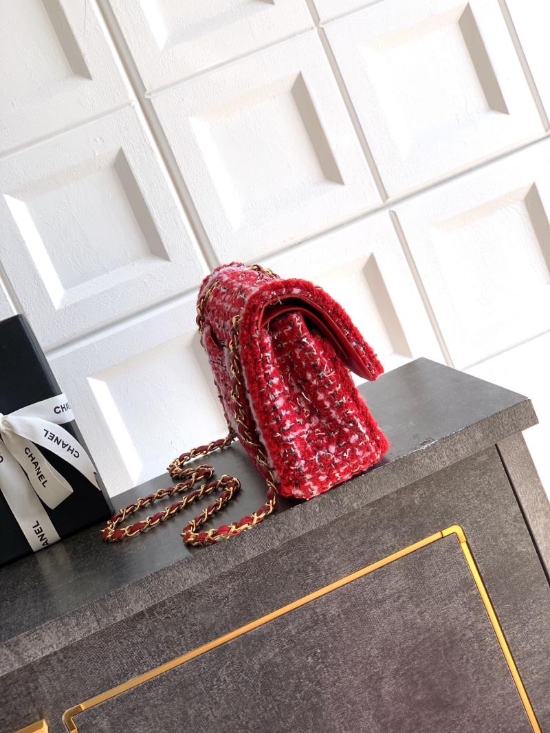 Medium Chanel Tweed Flap Bag Red A01112