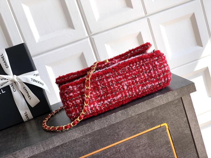 Medium Chanel Tweed Flap Bag Red A01112