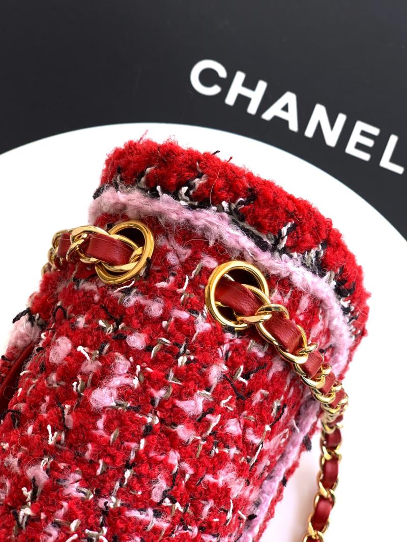Medium Chanel Tweed Flap Bag Red A01112