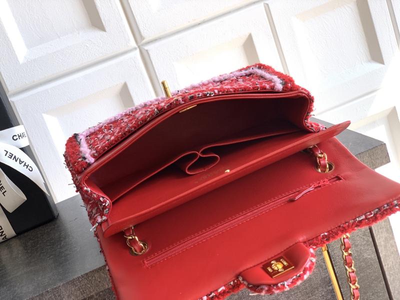 Medium Chanel Tweed Flap Bag Red A01112