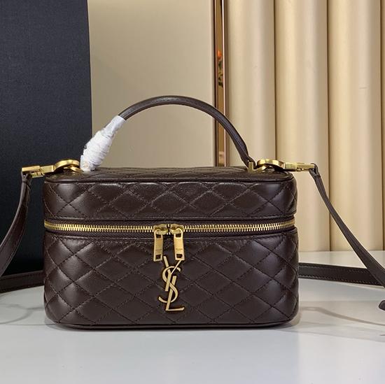 Saint Laurent Lambskin Gaby Vanity Bag Coffee 766731