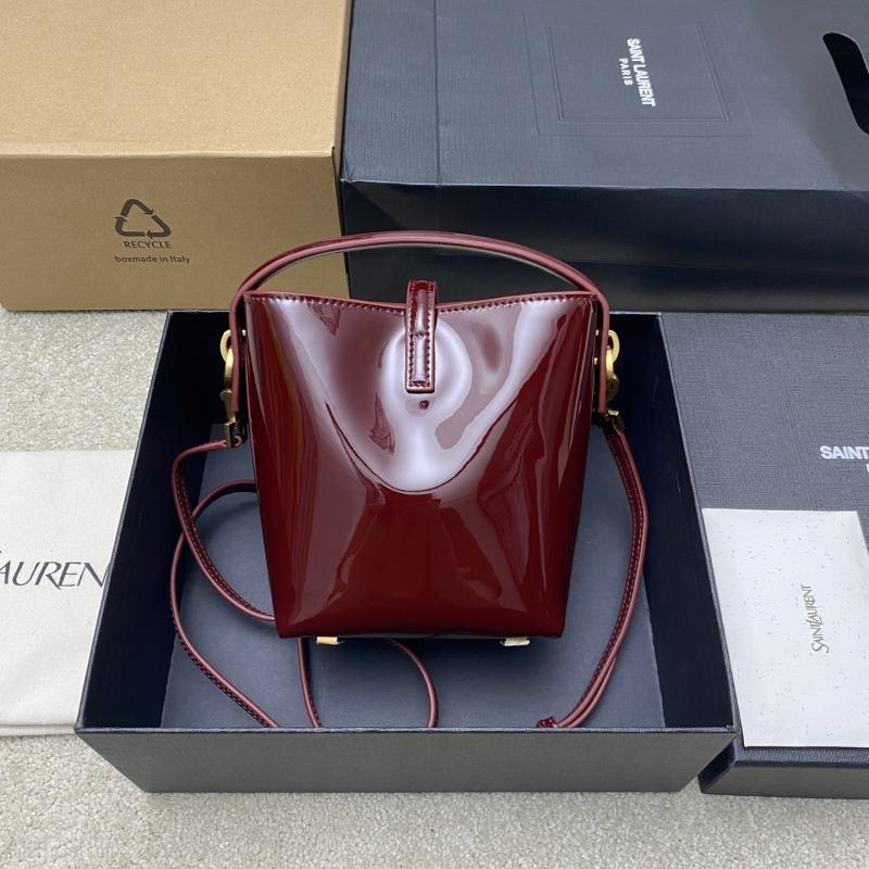 Saint Laurent mini LE 37 Patent Bucket Bag Burgundy 765870