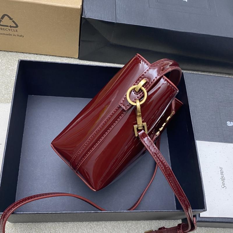 Saint Laurent mini LE 37 Patent Bucket Bag Burgundy 765870