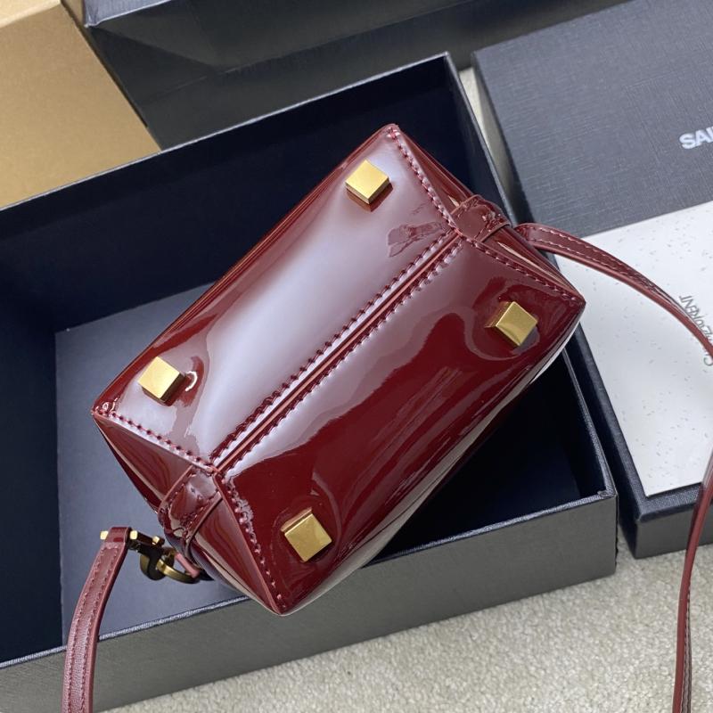 Saint Laurent mini LE 37 Patent Bucket Bag Burgundy 765870