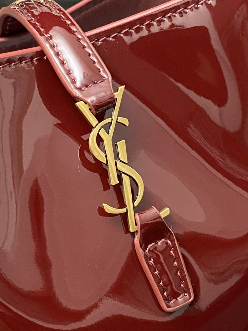 Saint Laurent mini LE 37 Patent Bucket Bag Burgundy 765870