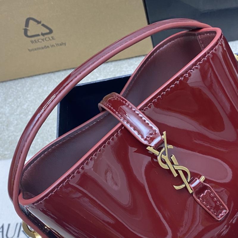 Saint Laurent mini LE 37 Patent Bucket Bag Burgundy 765870