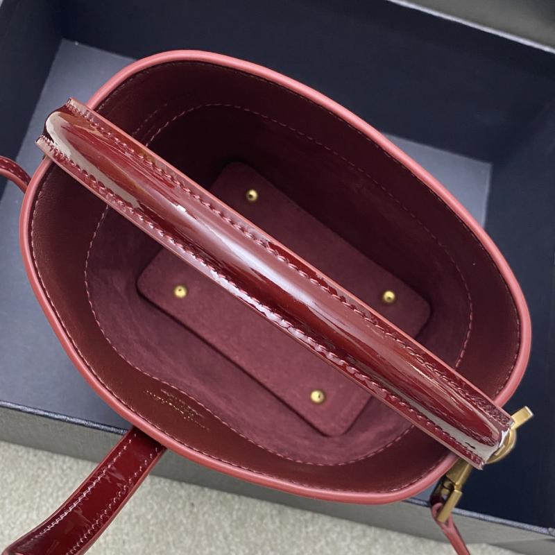 Saint Laurent mini LE 37 Patent Bucket Bag Burgundy 765870
